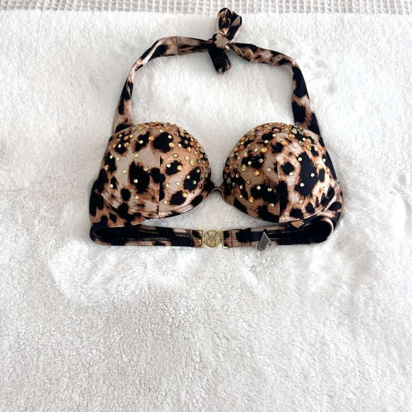 Victoria's Secret Bombshell Jewel Cristal Animal Print swimsuit Top 34C / Small - Picture 7 of 17